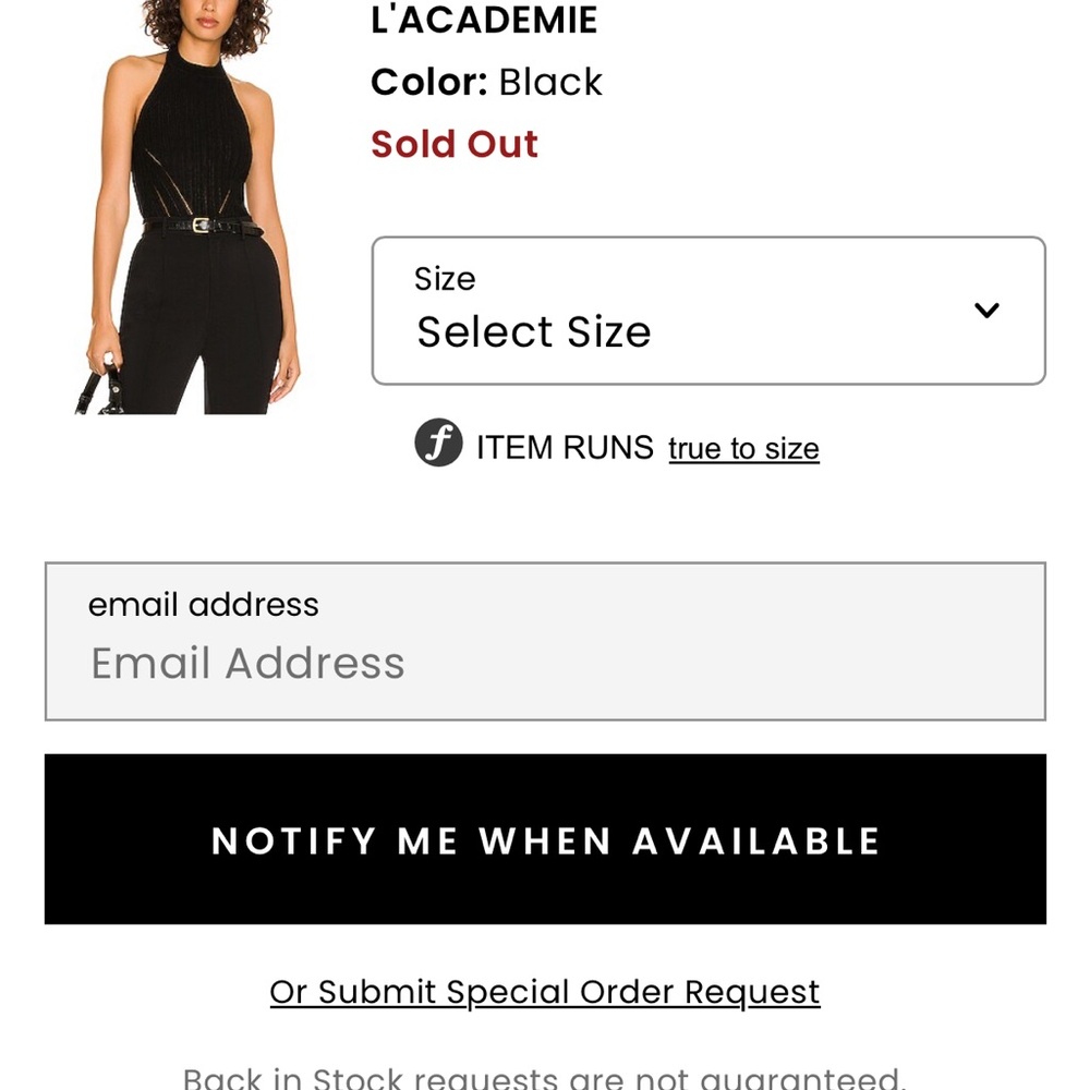 L'Academie Sleek Black Sleeveless Top